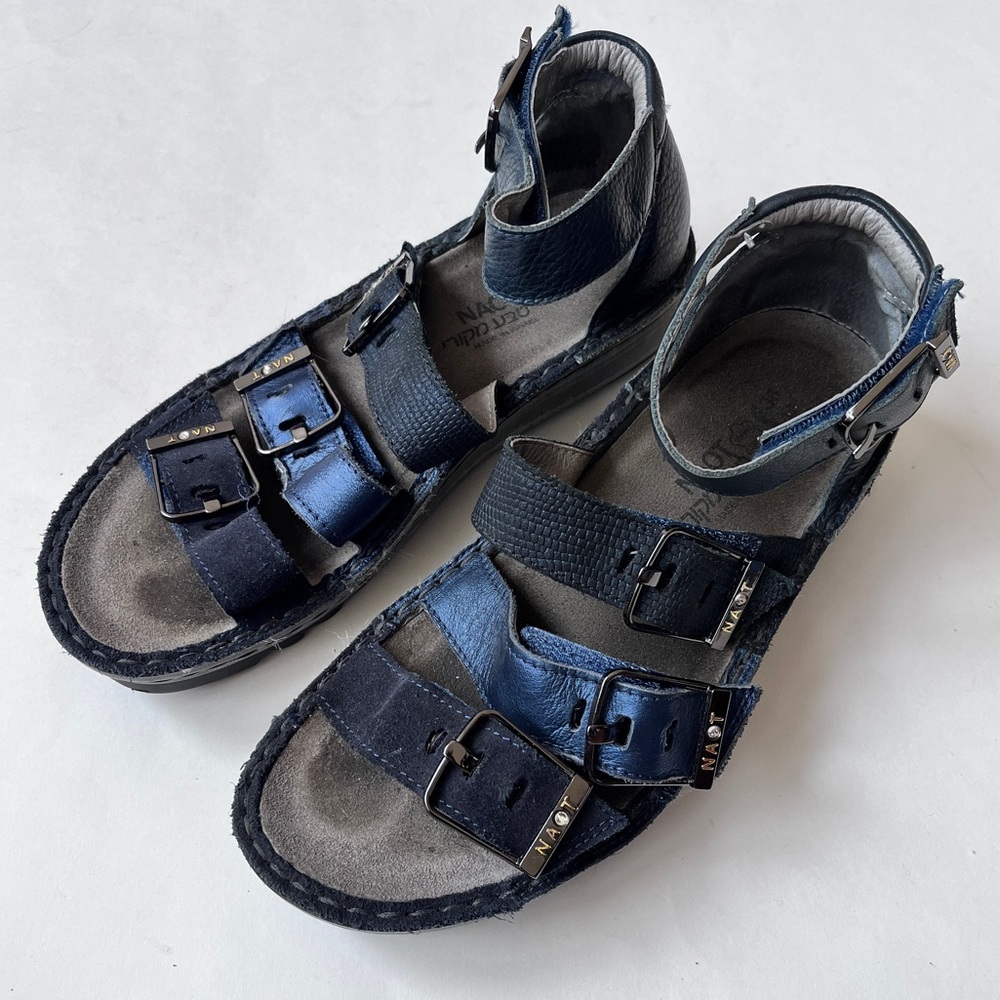 Naot Gladiator Navy Blue Leather Strappy Sandal Size EUR 36 US 5 - Picture 4 of 11